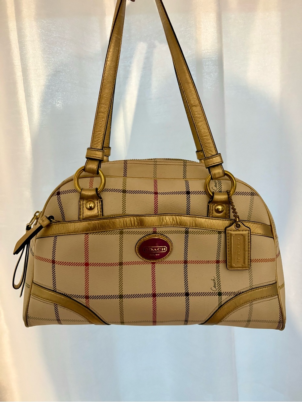 Coach Peyton Tattersall Plaid Shoulder Bag